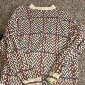 Vintage 90’s Sweater 100% Cotton Geometric Knit Cozy